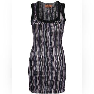 Missoni Sequin-Embellished Striped Metallic Crochet Minidress in Black